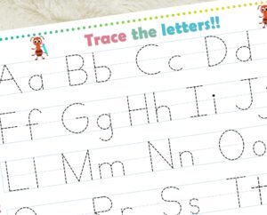 Preschooler tracing letters for cognitive and writing development